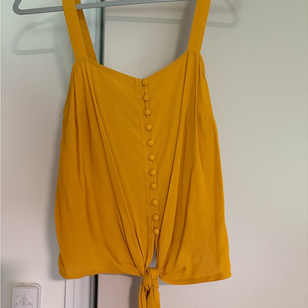 Madewell Mustard Button-Front Tie Tank Top